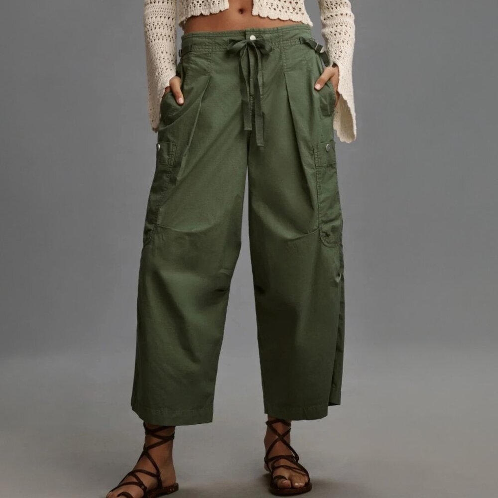Anthro Pilcro Slouchy Fit Surplus Pants Cargo Wide Leg Cropped Pants Size 28 NWT